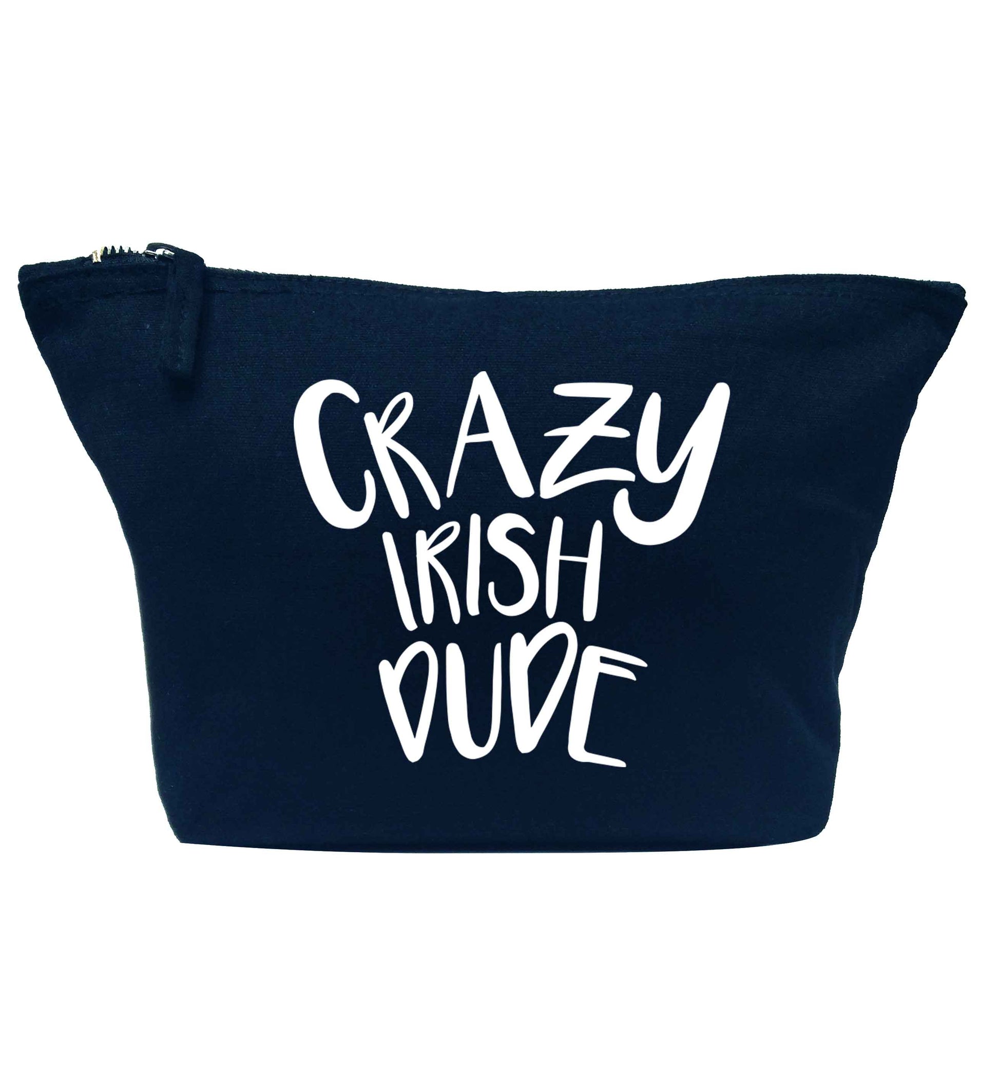Crazy Irish dude navy makeup bag