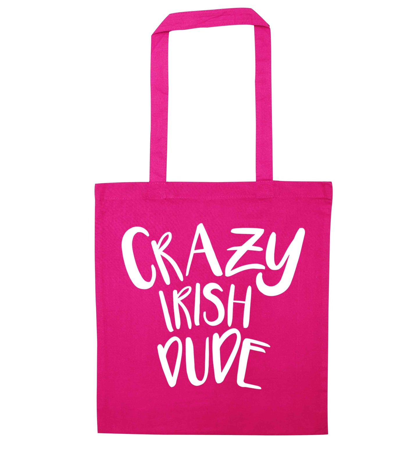 Crazy Irish dude pink tote bag