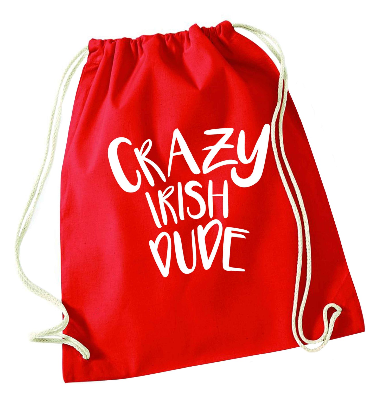 Crazy Irish dude red drawstring bag 