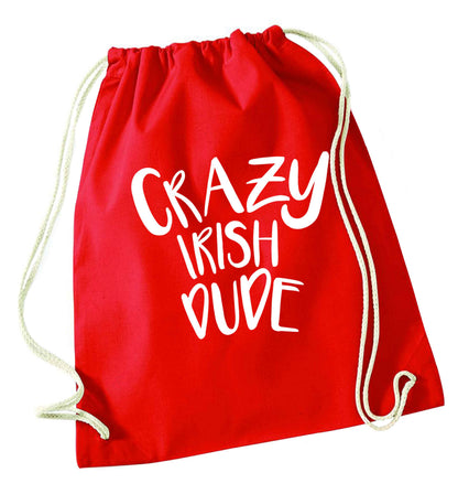 Crazy Irish dude red drawstring bag 