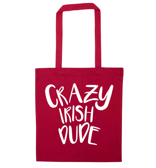 Crazy Irish dude red tote bag