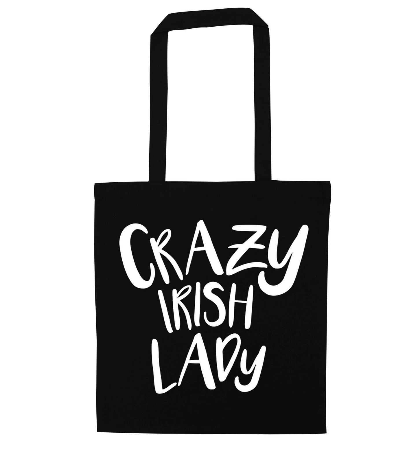 Crazy Irish lady black tote bag
