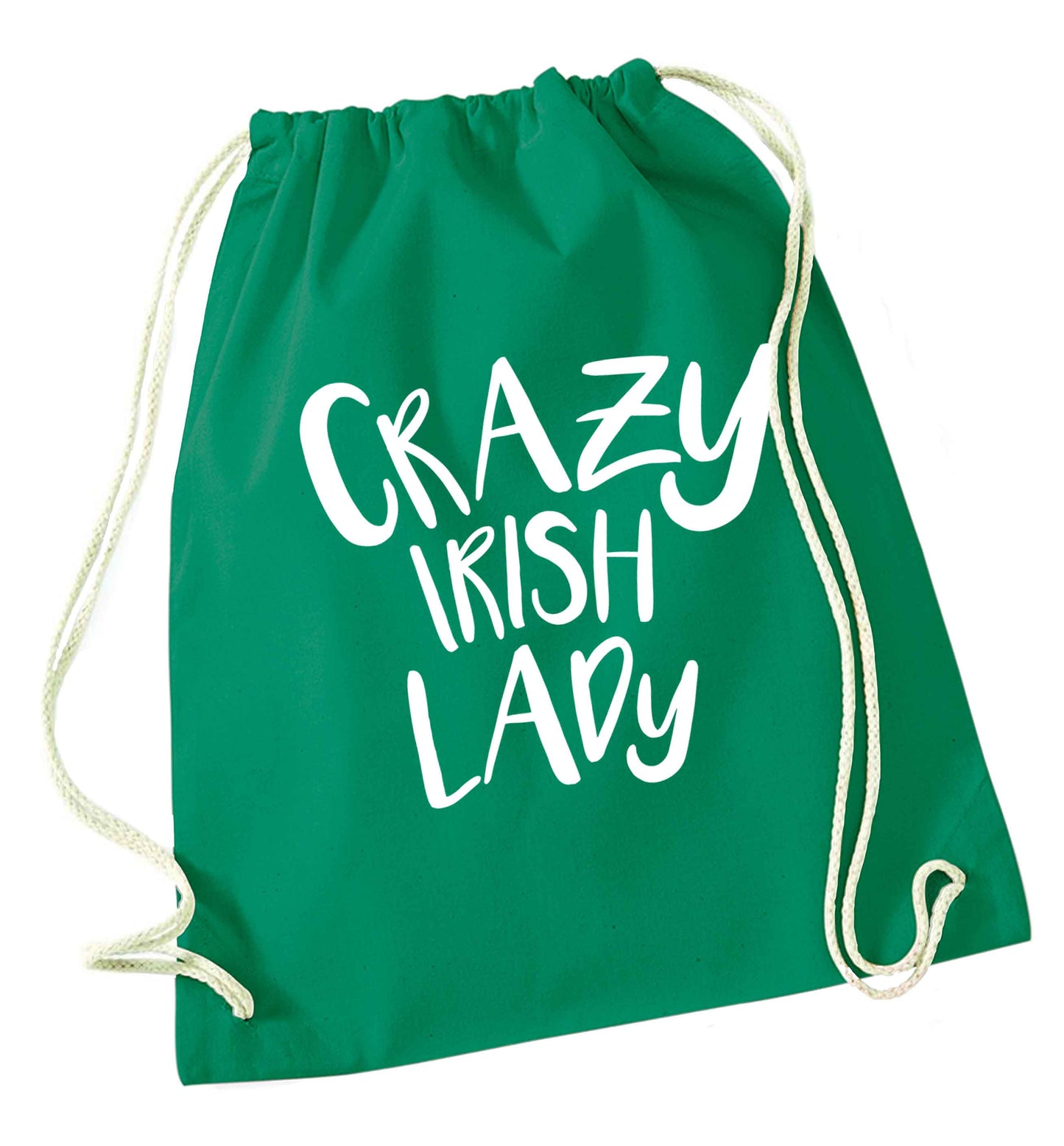 Crazy Irish lady green drawstring bag
