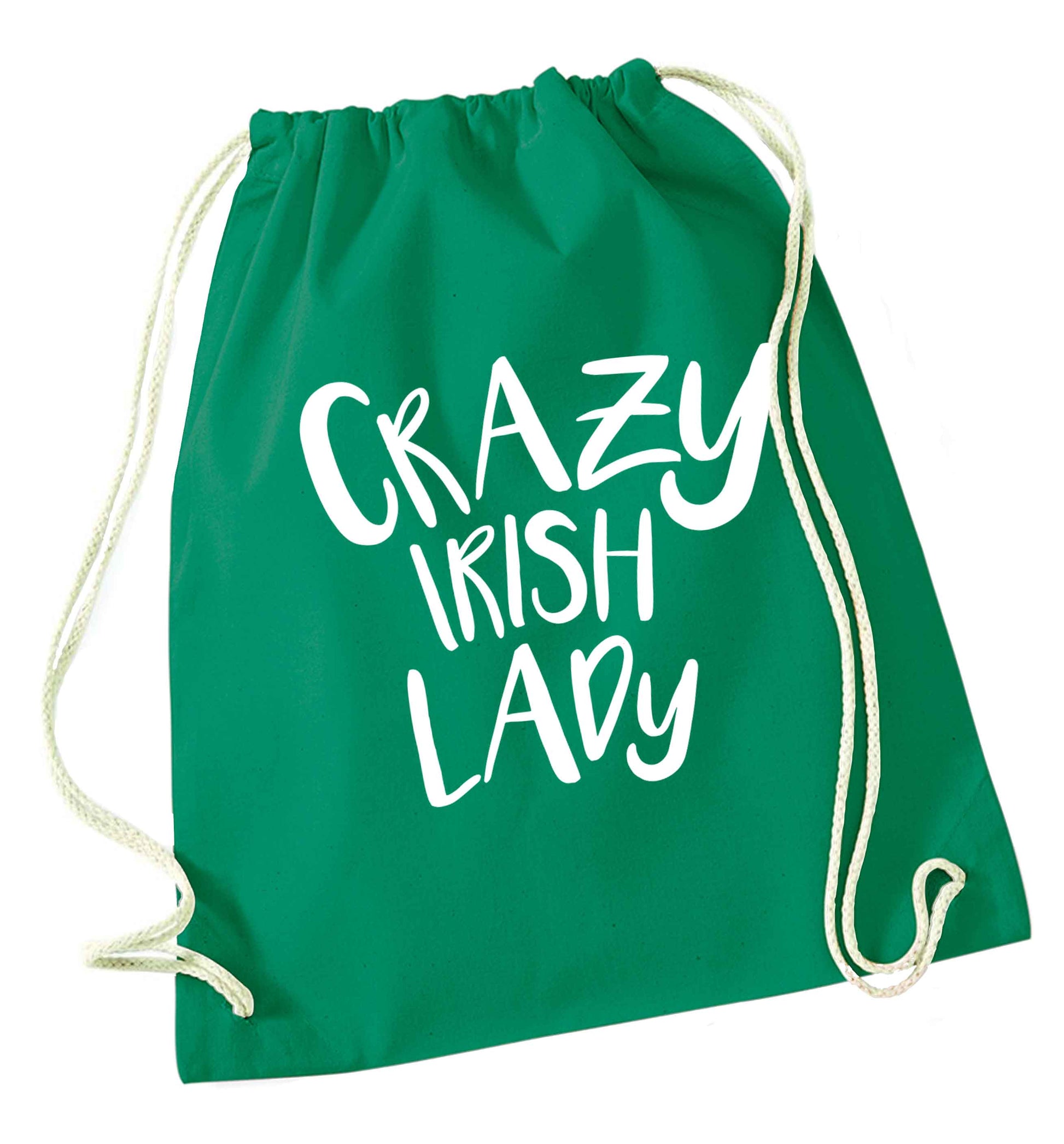 Crazy Irish lady green drawstring bag