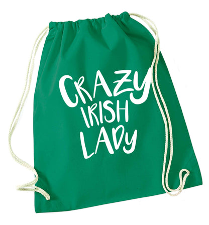 Crazy Irish lady green drawstring bag