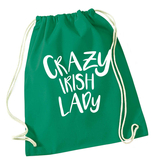 Crazy Irish lady green drawstring bag