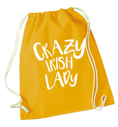 Crazy Irish lady mustard drawstring bag