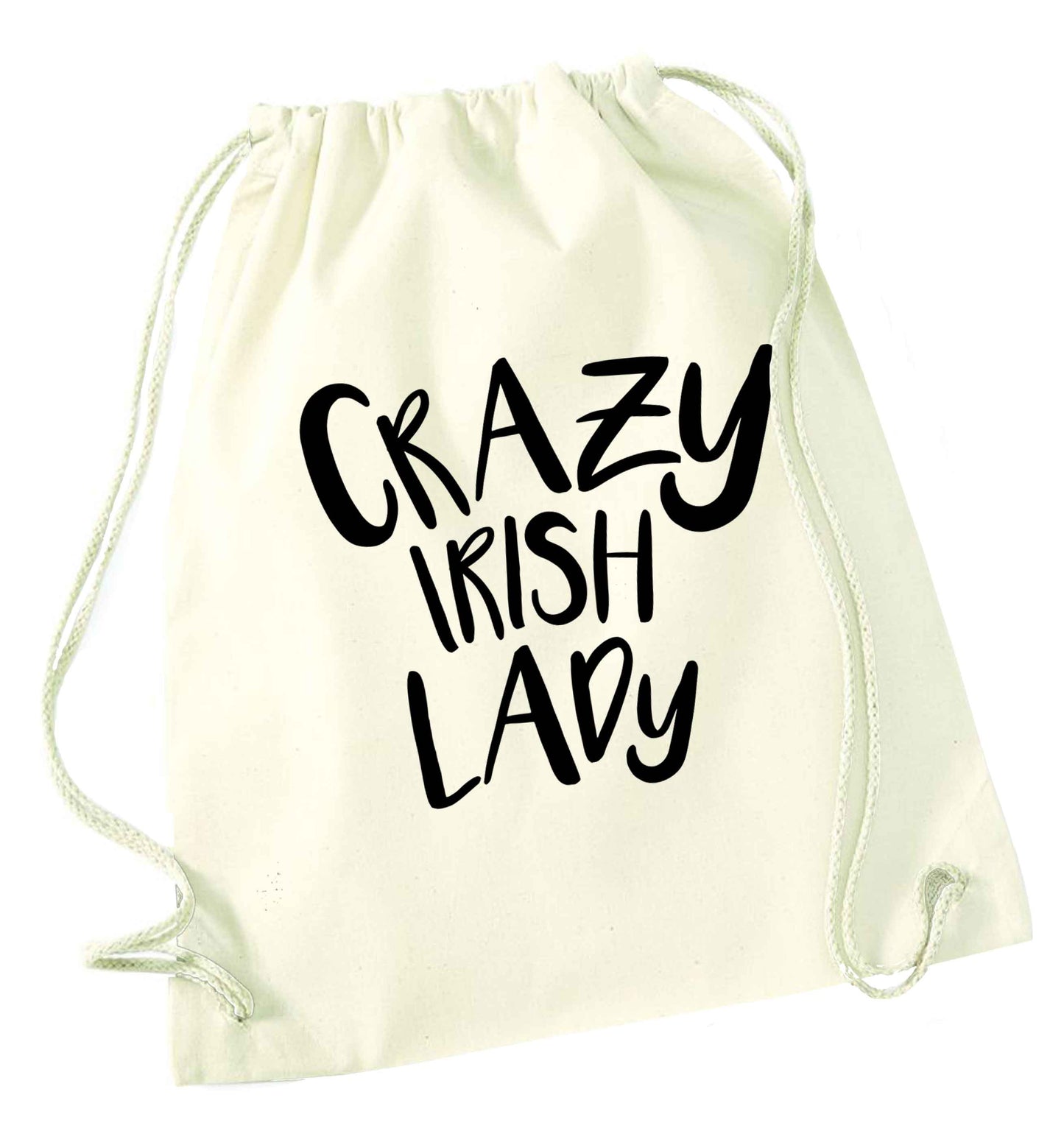 Crazy Irish lady natural drawstring bag