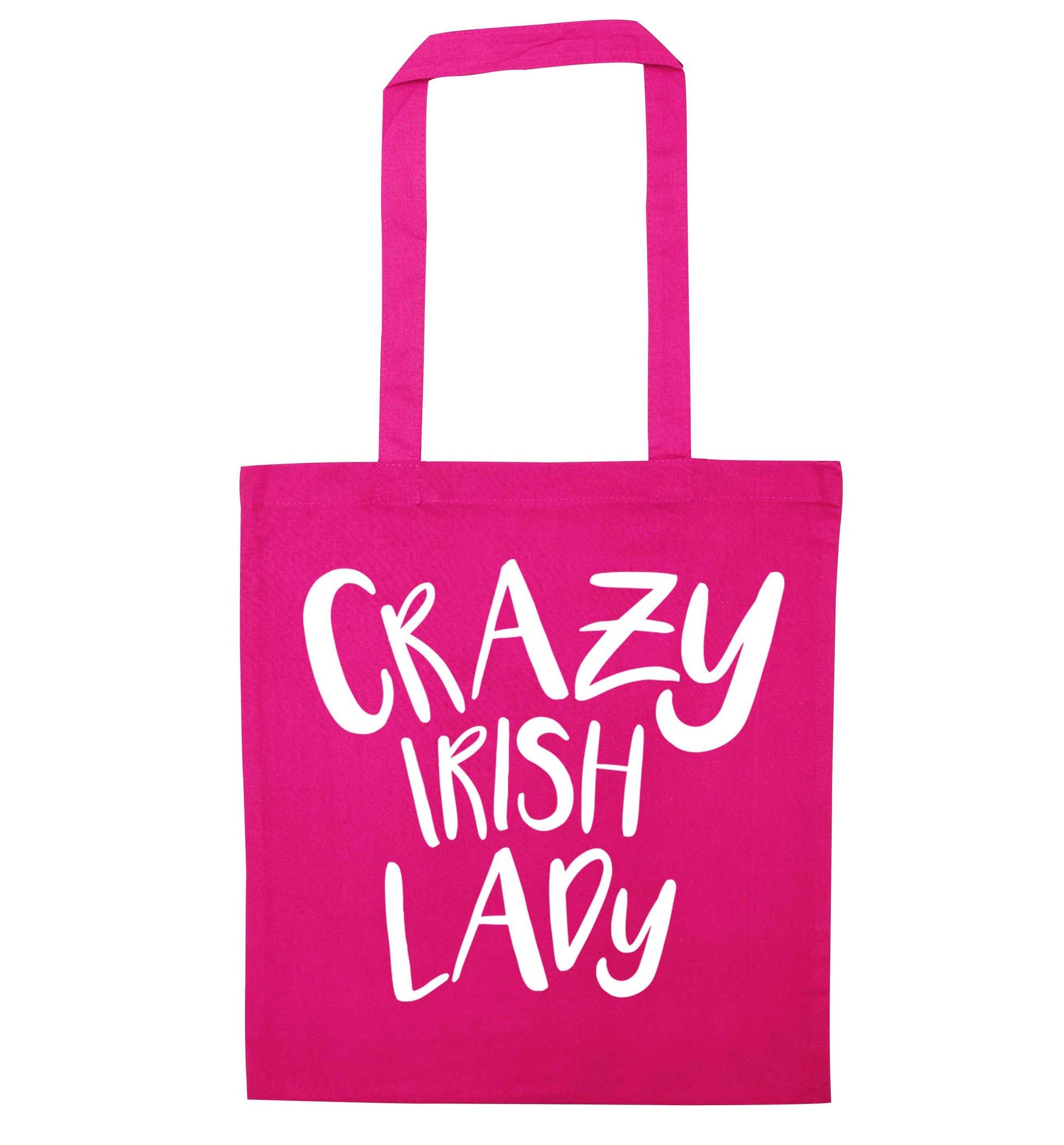 Crazy Irish lady pink tote bag