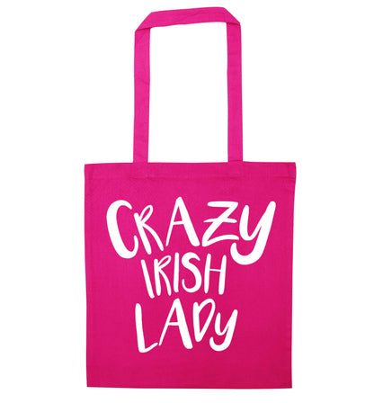 Crazy Irish lady pink tote bag
