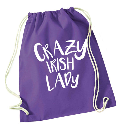 Crazy Irish lady purple drawstring bag