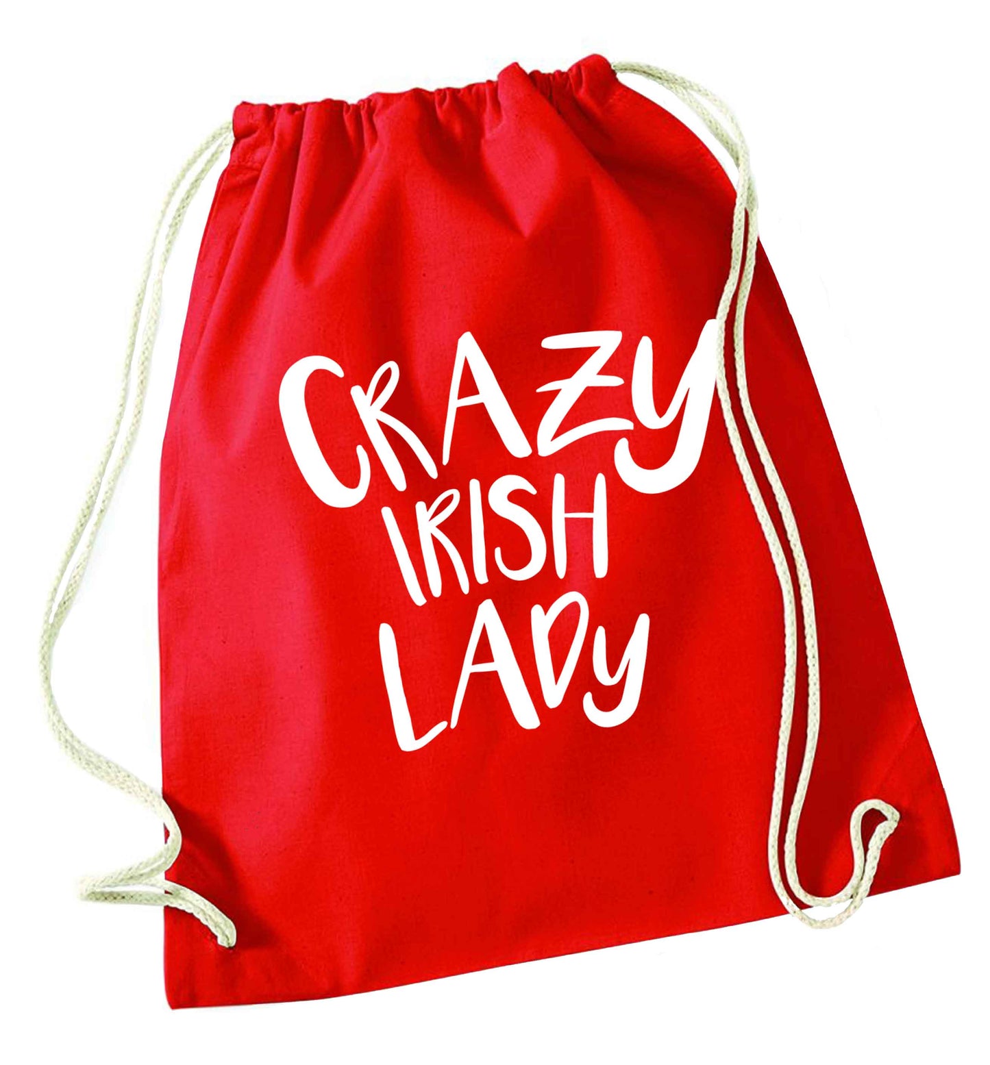 Crazy Irish lady red drawstring bag 