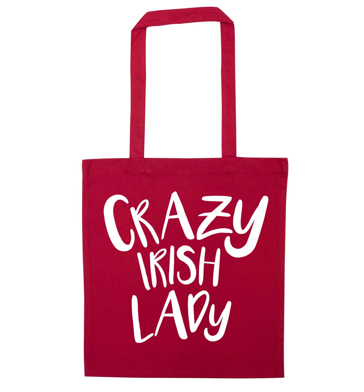 Crazy Irish lady red tote bag