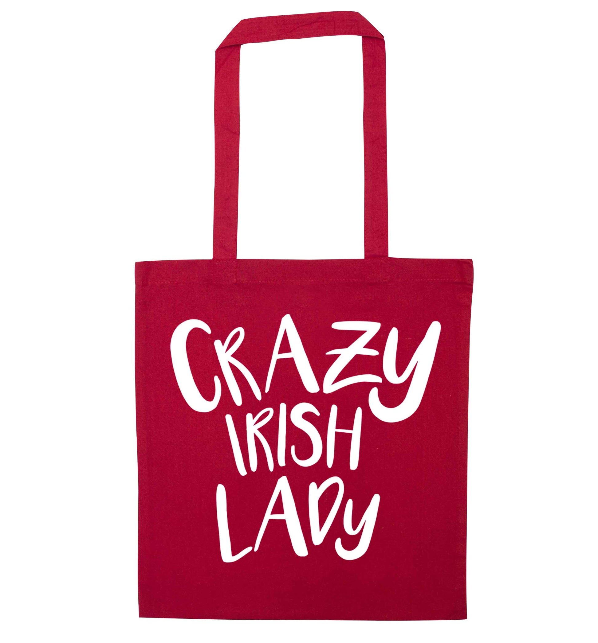 Crazy Irish lady red tote bag