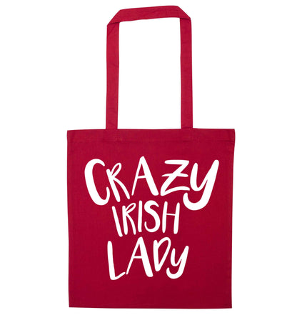 Crazy Irish lady red tote bag