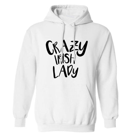 Crazy Irish lady adults unisex white hoodie 2XL