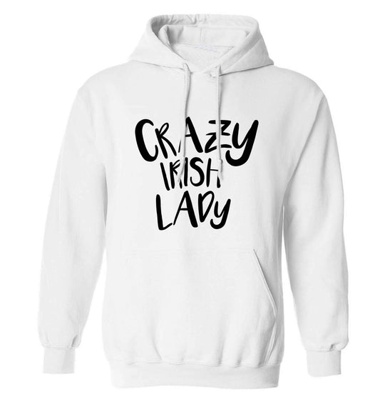 Crazy Irish lady adults unisex white hoodie 2XL