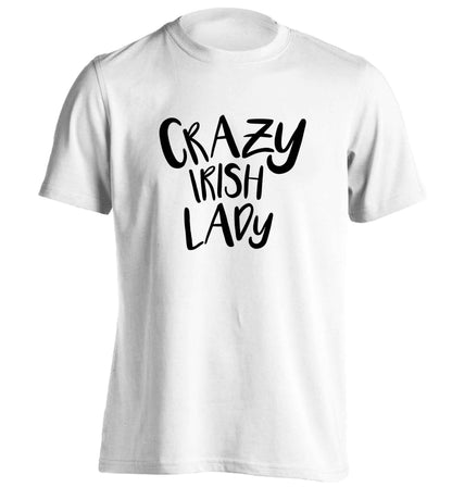 Crazy Irish lady adults unisex white Tshirt 2XL