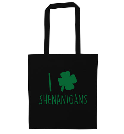 I love shenanigans black tote bag