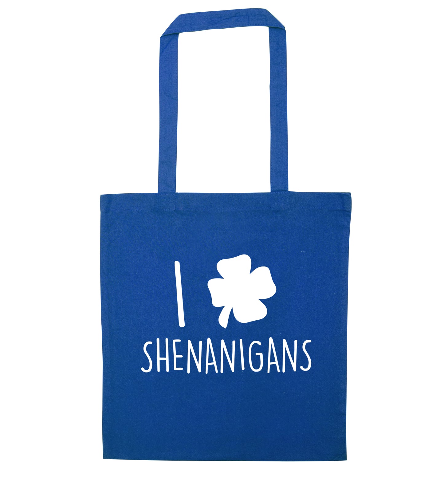I love shenanigans blue tote bag