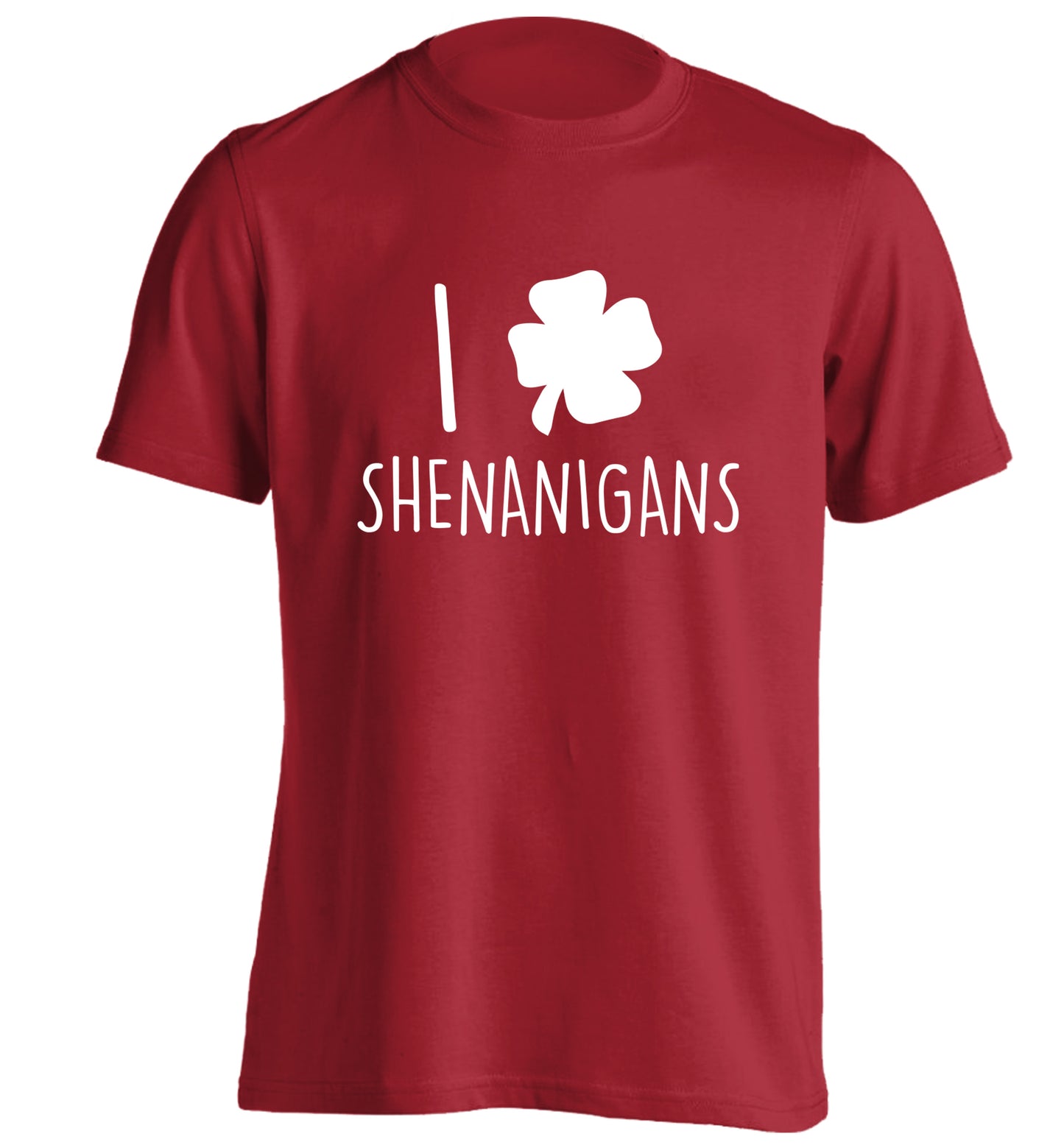 I love shenanigans adults unisex red Tshirt 2XL