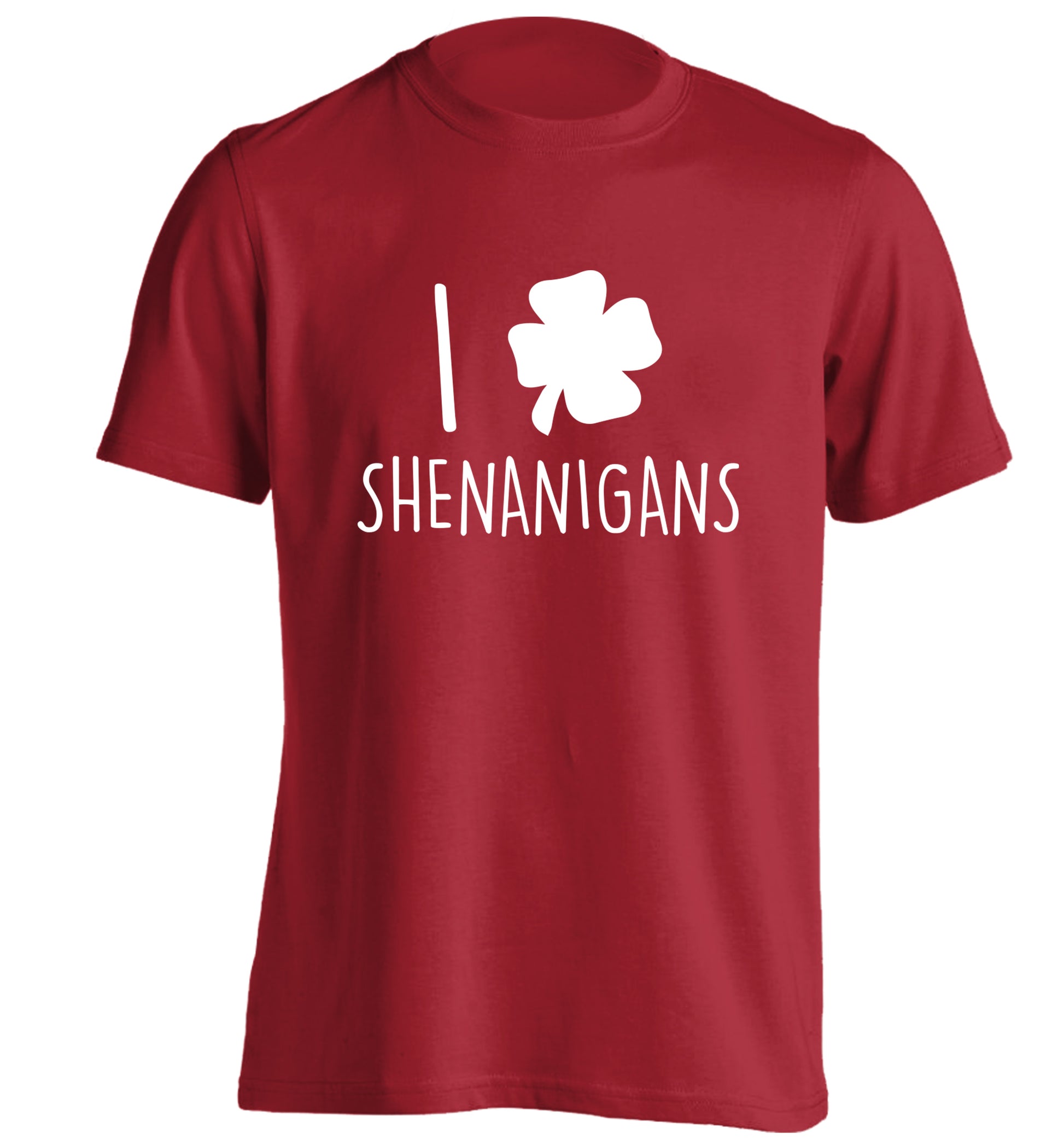 I love shenanigans adults unisex red Tshirt 2XL