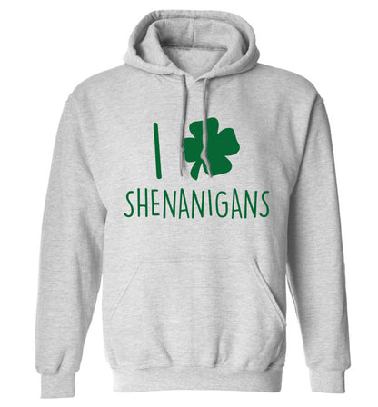 I love shenanigans adults unisex grey hoodie 2XL