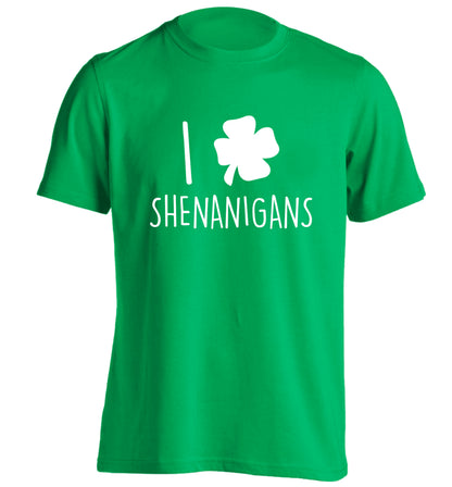 I love shenanigans adults unisex green Tshirt 2XL