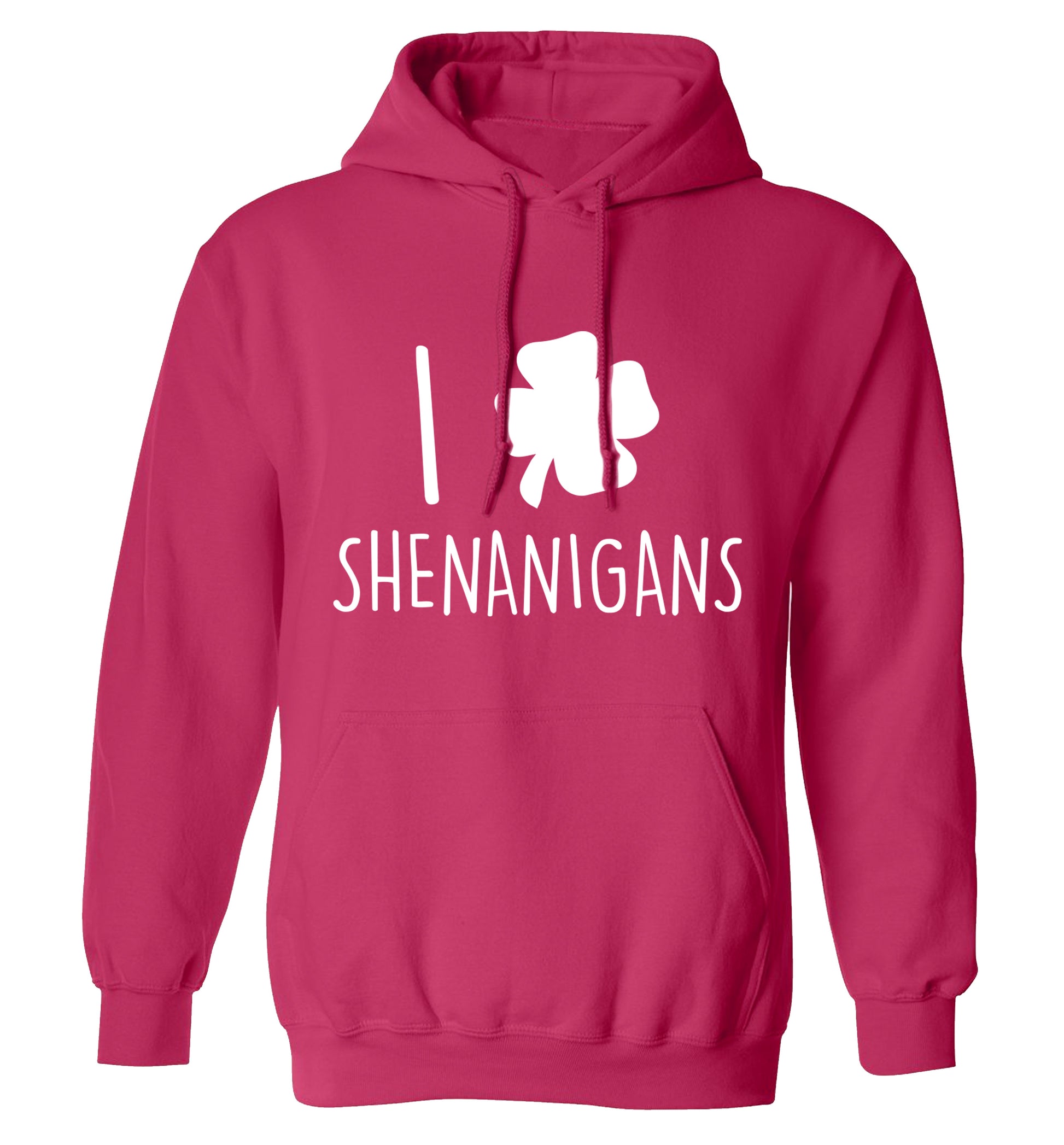 I love shenanigans adults unisex pink hoodie 2XL