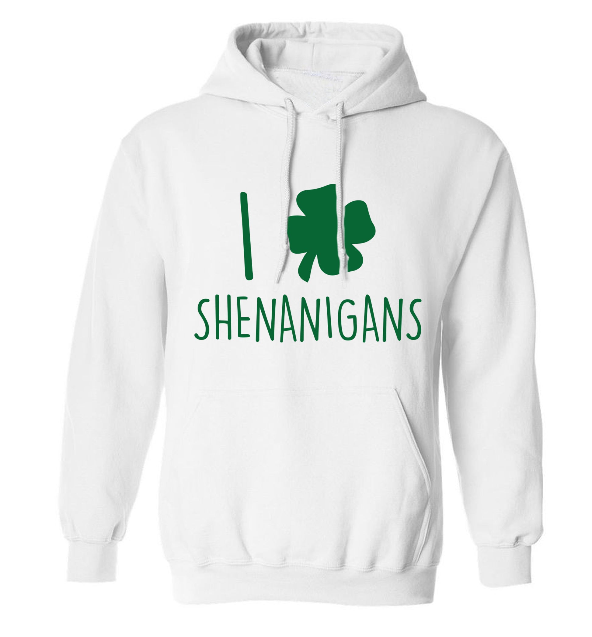I love shenanigans adults unisex white hoodie 2XL