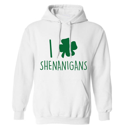 I love shenanigans adults unisex white hoodie 2XL