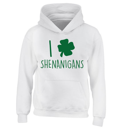 I love shenanigans children's white hoodie 12-13 Years