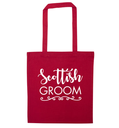 Scottish groom red tote bag