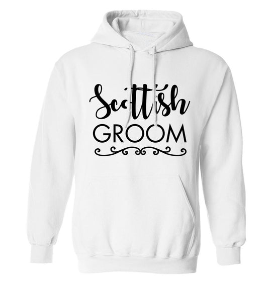 Scottish groom adults unisex white hoodie 2XL