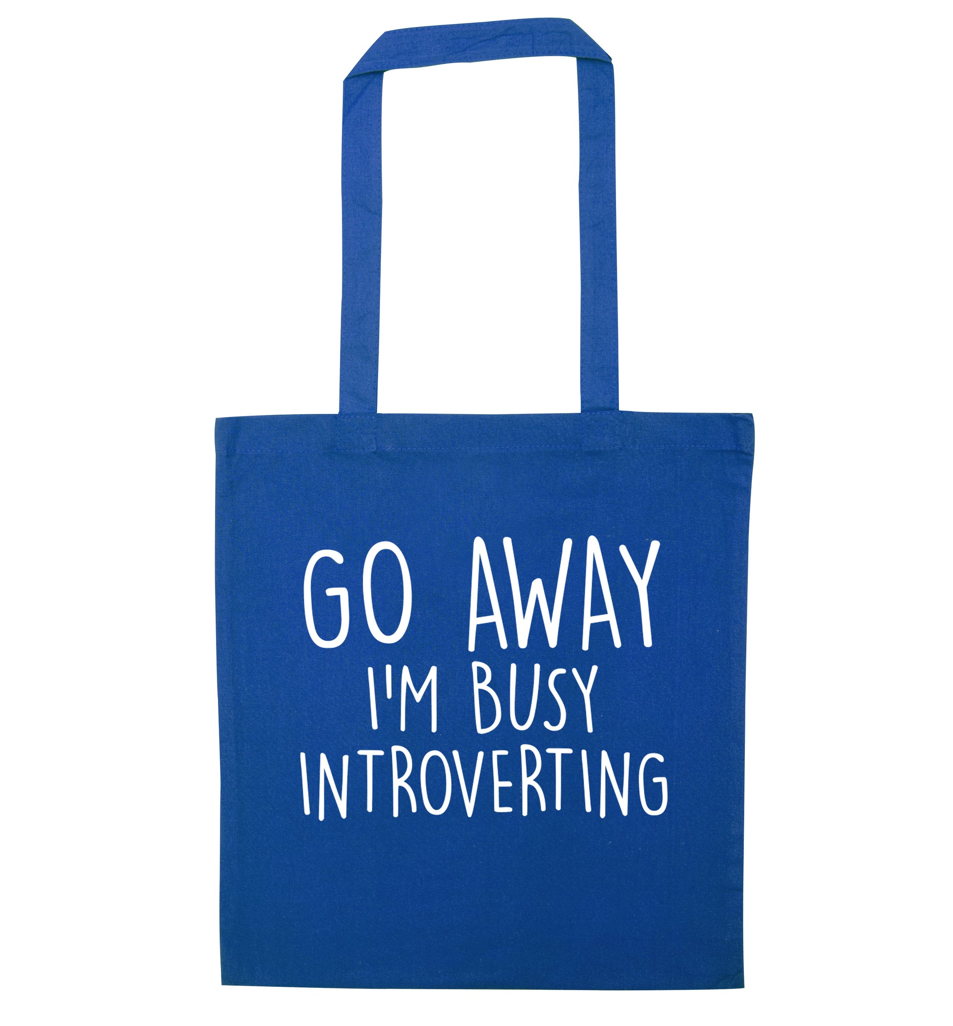 Go away I'm busy introverting blue tote bag
