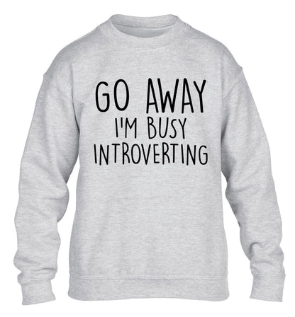 Go away I'm busy introverting children's grey sweater 12-13 Years