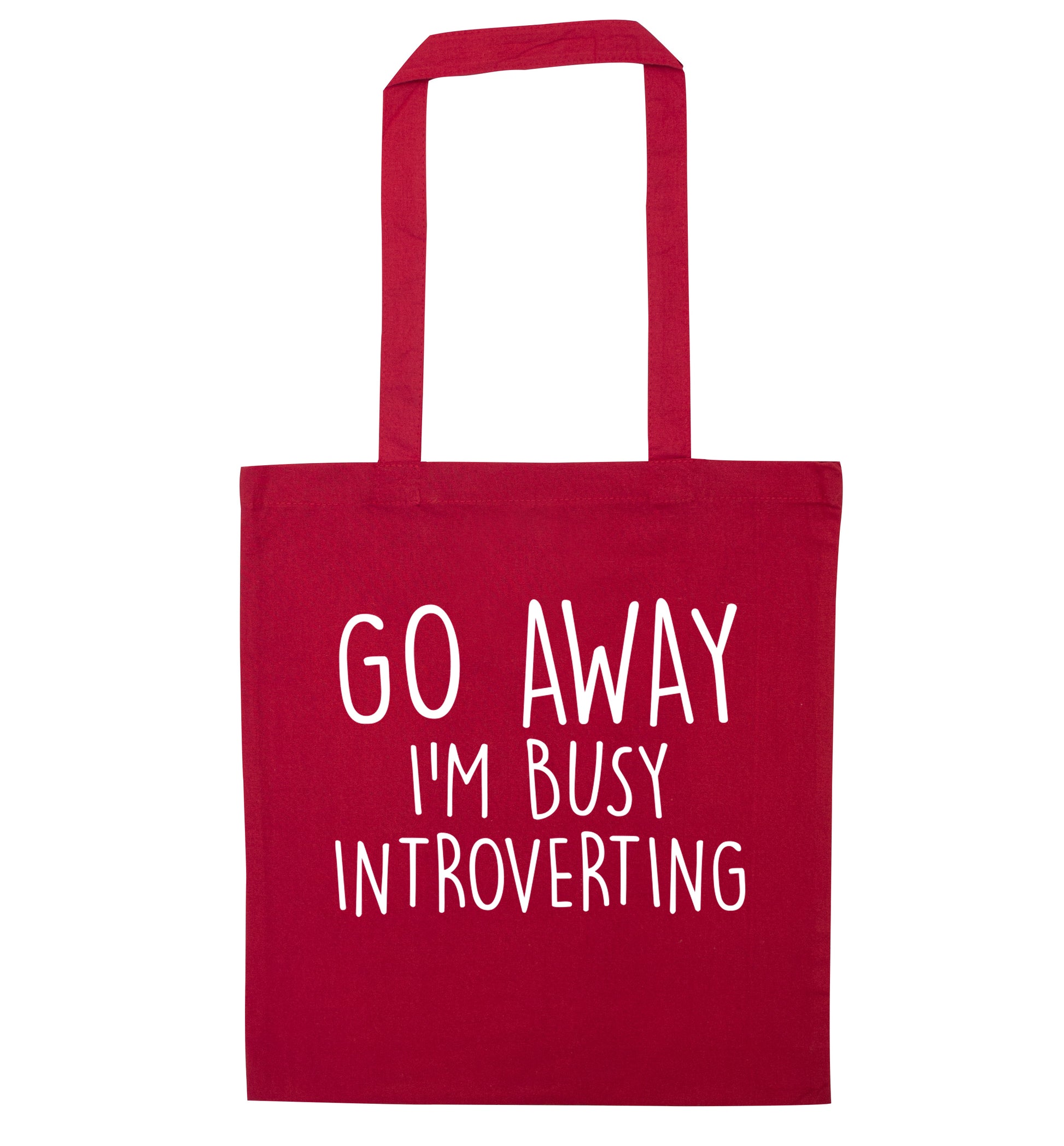 Go away I'm busy introverting red tote bag