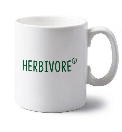 Herbivore left handed white ceramic mug 