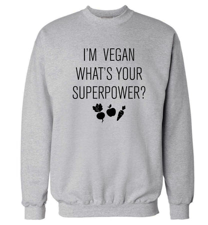 I'm Vegan What's Your Superpower? Adult's unisex grey Sweater 2XL