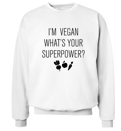 I'm Vegan What's Your Superpower? Adult's unisex white Sweater 2XL