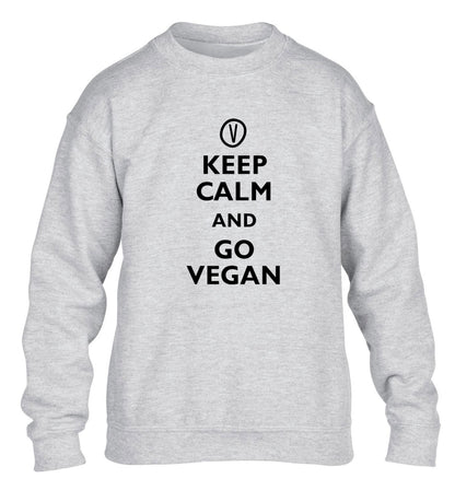 Keep calm and go vegan children's grey sweater 12-13 Years