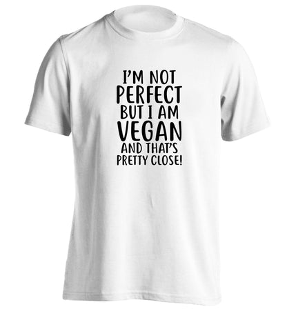 Might not be perfect but I am vegan adults unisex white Tshirt 2XL