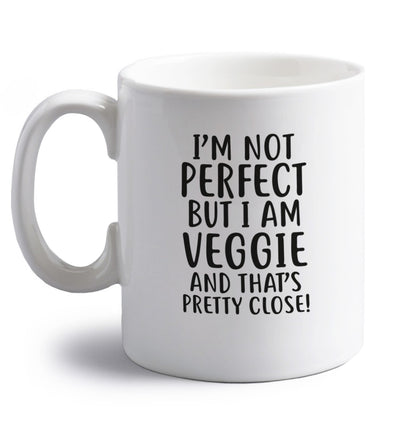 Might not be perfect but I am veggie right handed white ceramic mug 