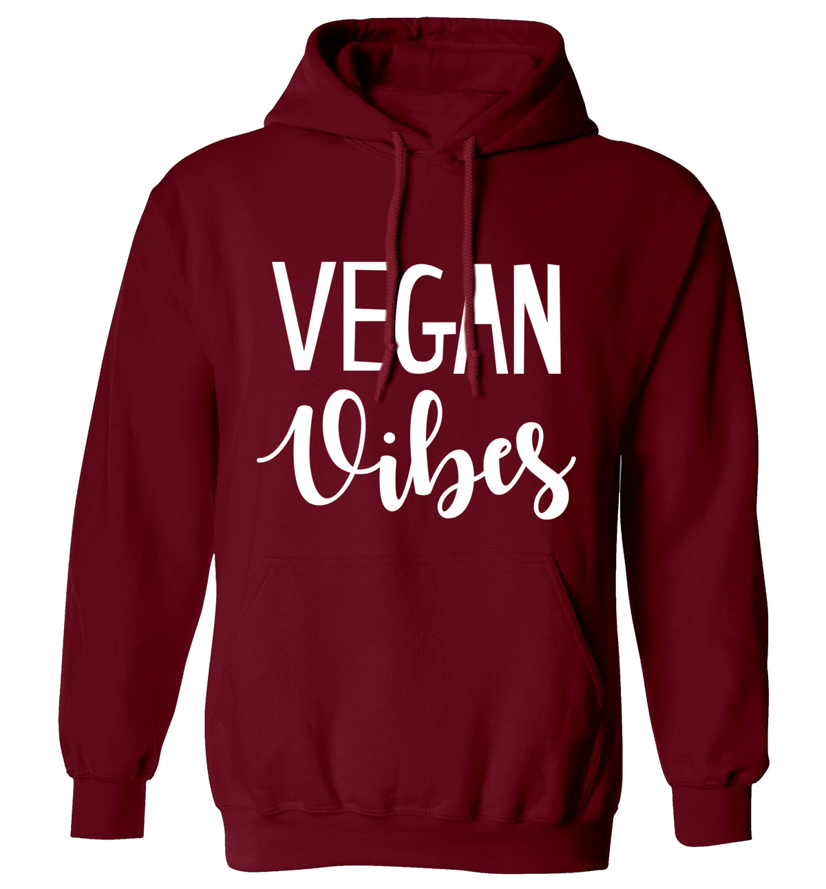 Vegan Vibes adults unisex maroon hoodie 2XL