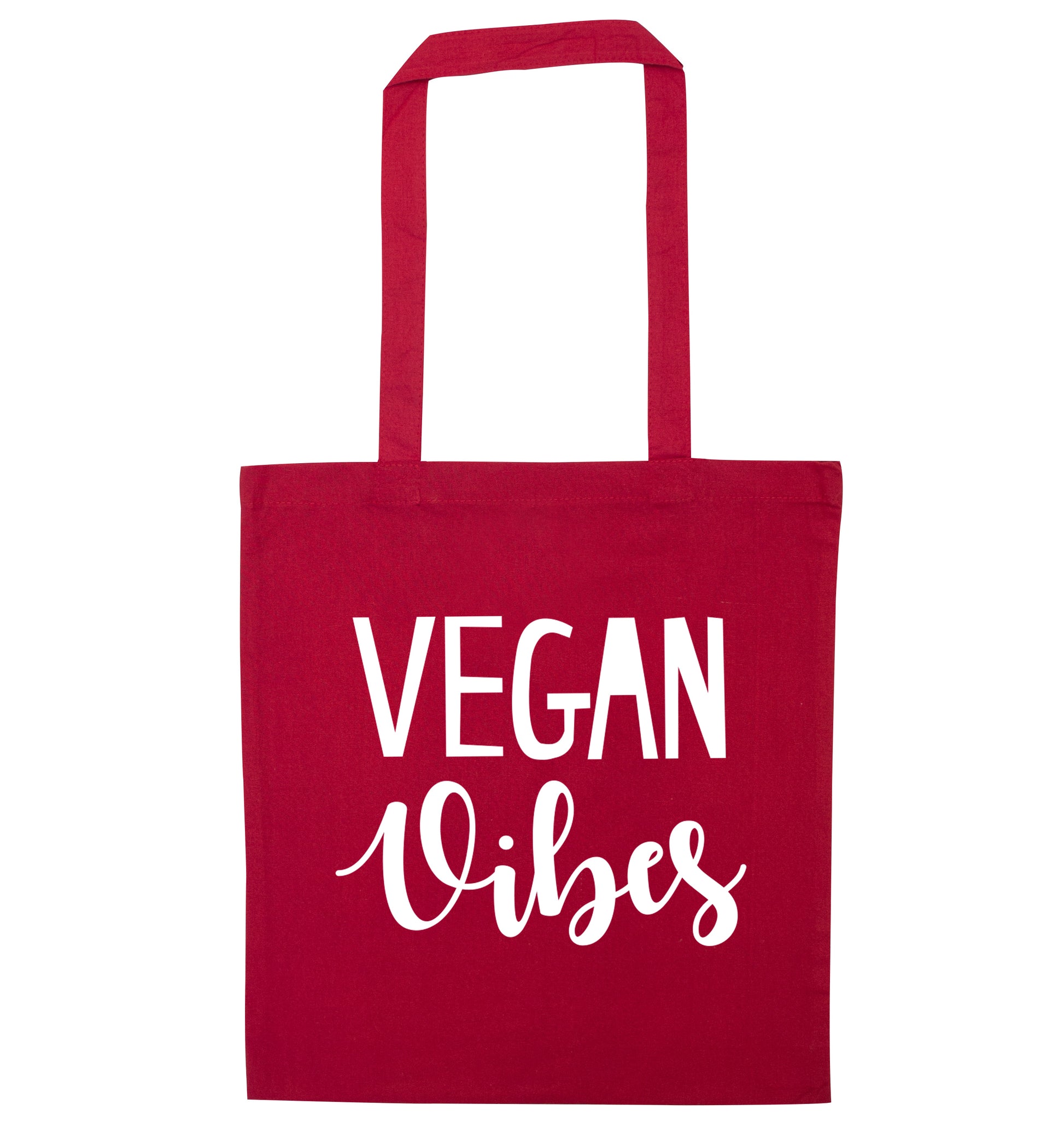 Vegan Vibes red tote bag