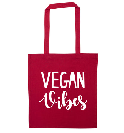Vegan Vibes red tote bag