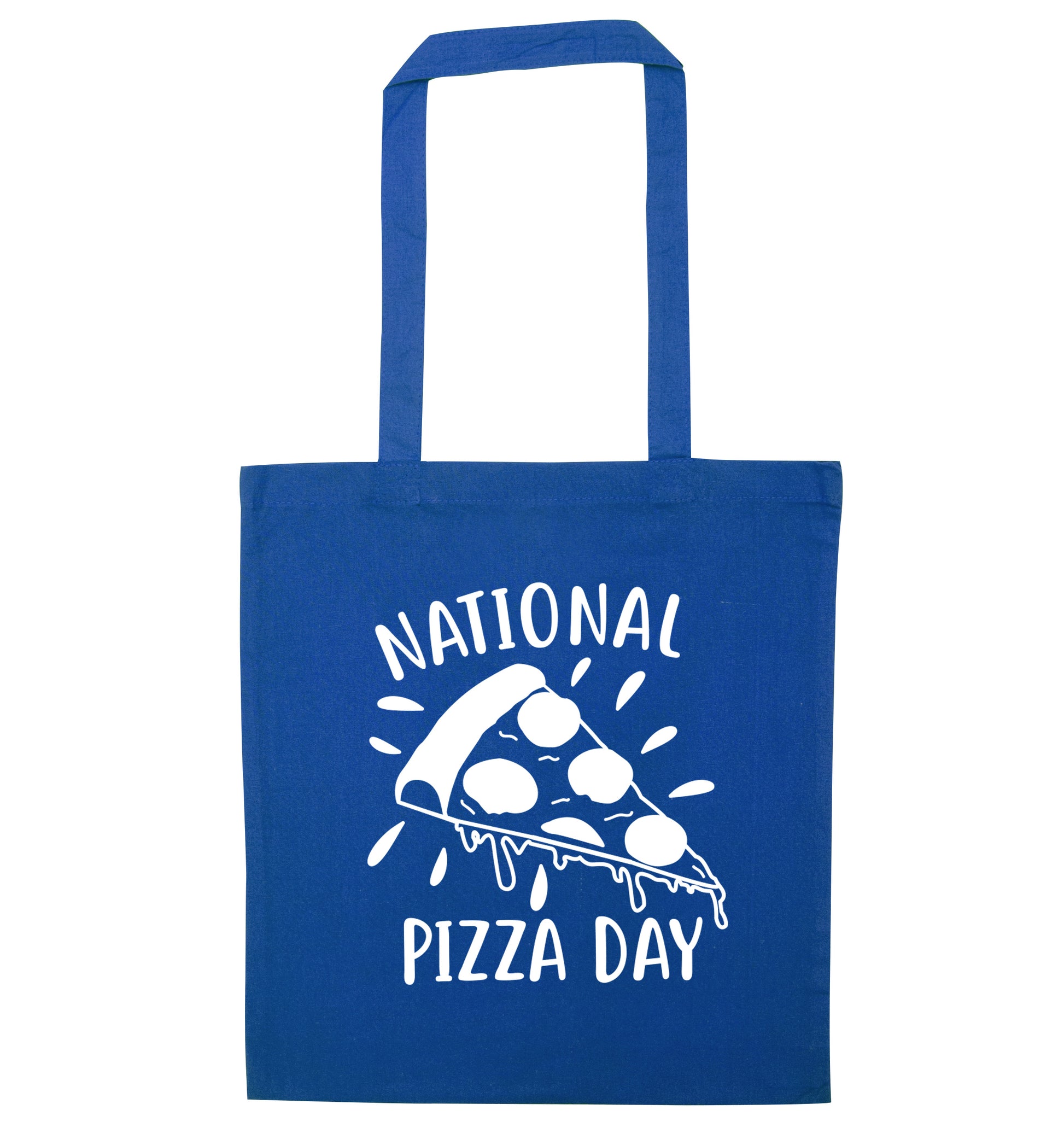 National pizza day blue tote bag