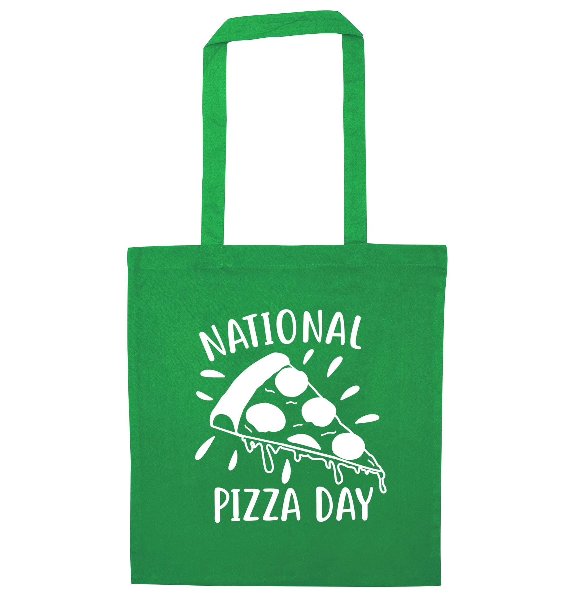 National pizza day green tote bag