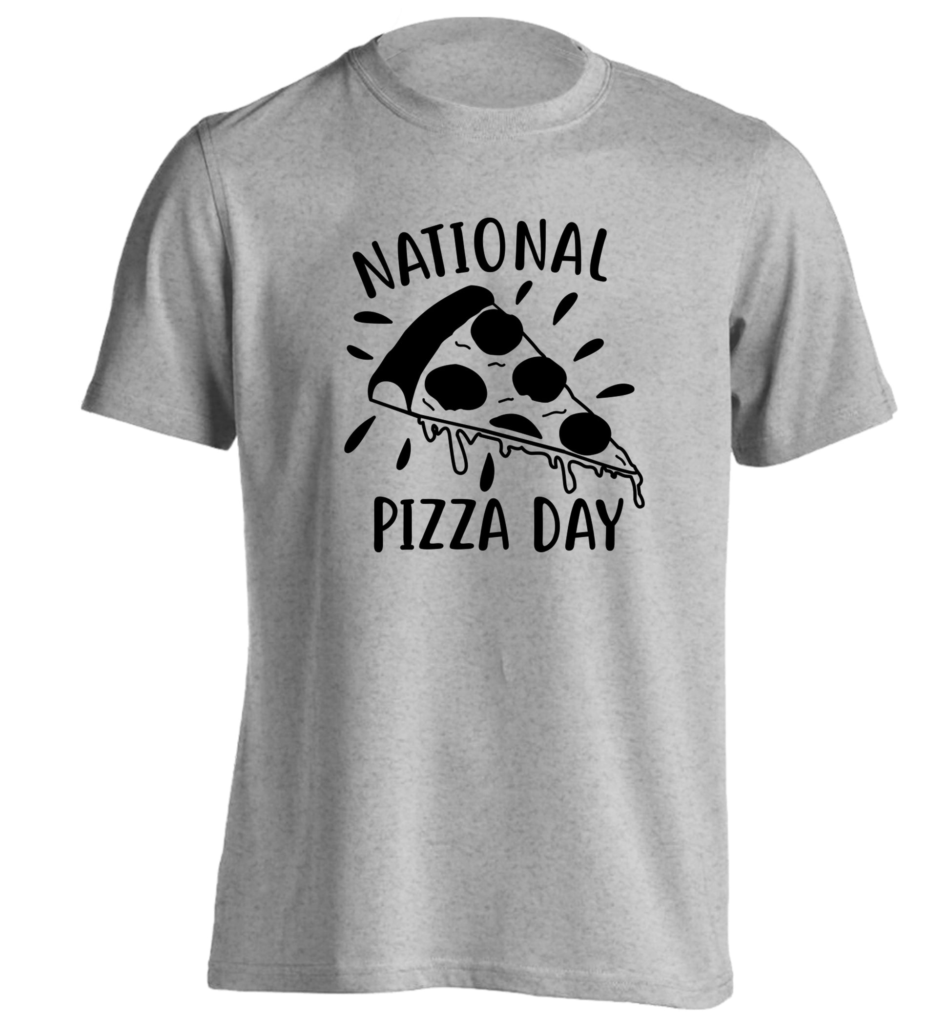 National pizza day adults unisex grey Tshirt 2XL