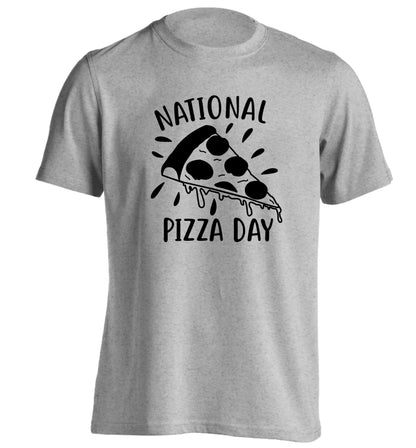 National pizza day adults unisex grey Tshirt 2XL
